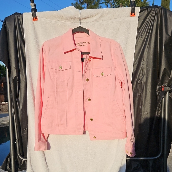 Lauren Jeans Co Jackets & Blazers - Lauren Jeans Co By Ralph Lauren Pink Denim Jacket with Gold Buttons Size Med